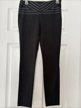 Marciano Black Straight-Leg Ponte Pants with Chevron Waistband
